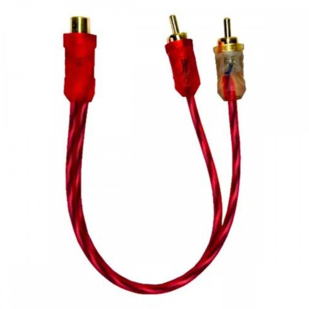 Cabo Y Rca 2 Machos 1 Femea Injetado Cristal Matte Vermelho