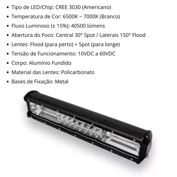 Farol de Milha Barra 96 Led 288W Automotivo Briwax FK-C1288