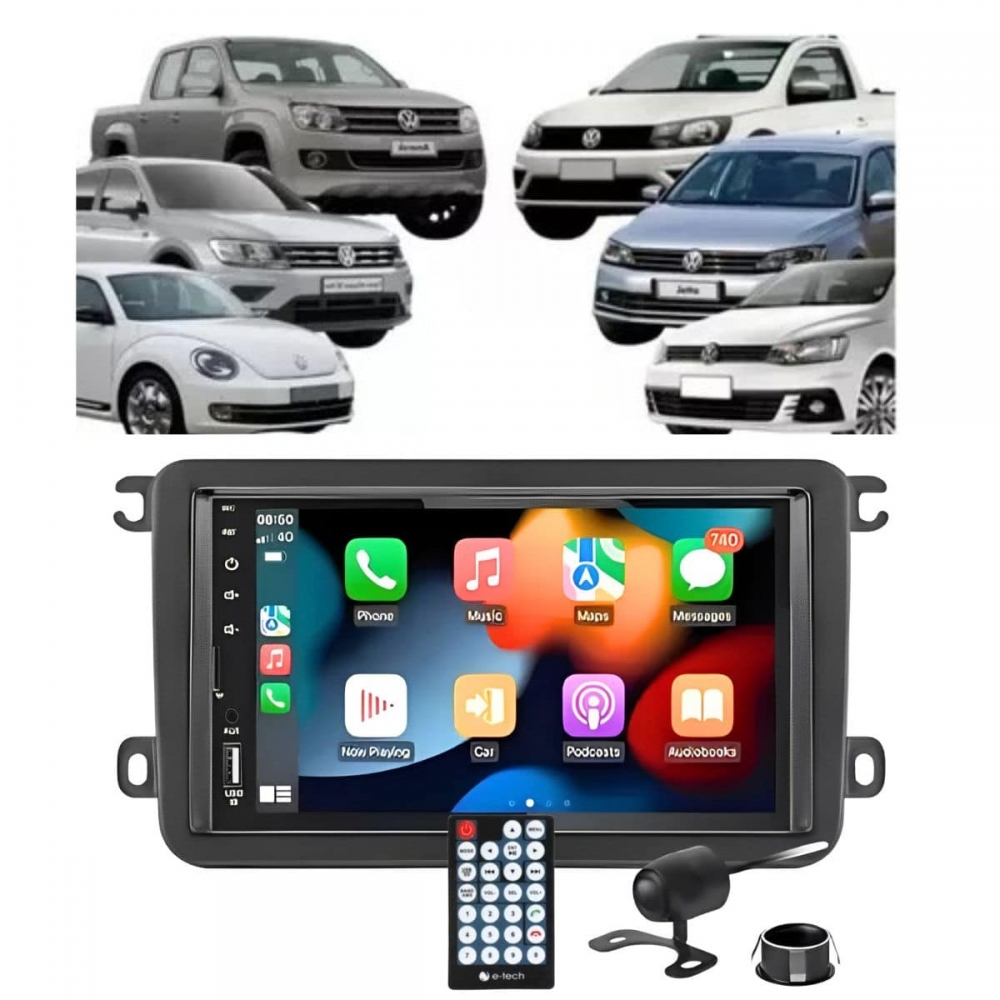 Mp5 Android Carplay Fusca 2014/15 Moldura + Câmera