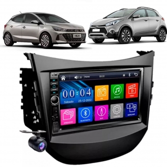 Central Multimídia 2 Din Mp5 HB20 2012/20 Câmera Moldura