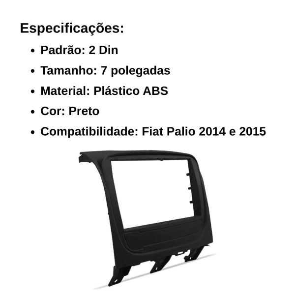 Central Multimídia 2 Din Mp5 Palio Way Câmera Moldura Tela Preto
