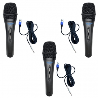 Kit Microfone Dinâmico Leson LS-300 Preto 3 unidades