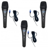 Kit Microfone Dinâmico Leson LS-300 Preto 3 unidades