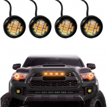 Kit 4 Mini Led Grade Camionete Luz  Amarelo Ambar Olho Águia