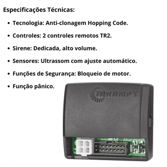 Kit Alarme Tarsafe Tw20 G4 2 Controles + Trava Eletrica 2 ou 4 Portas