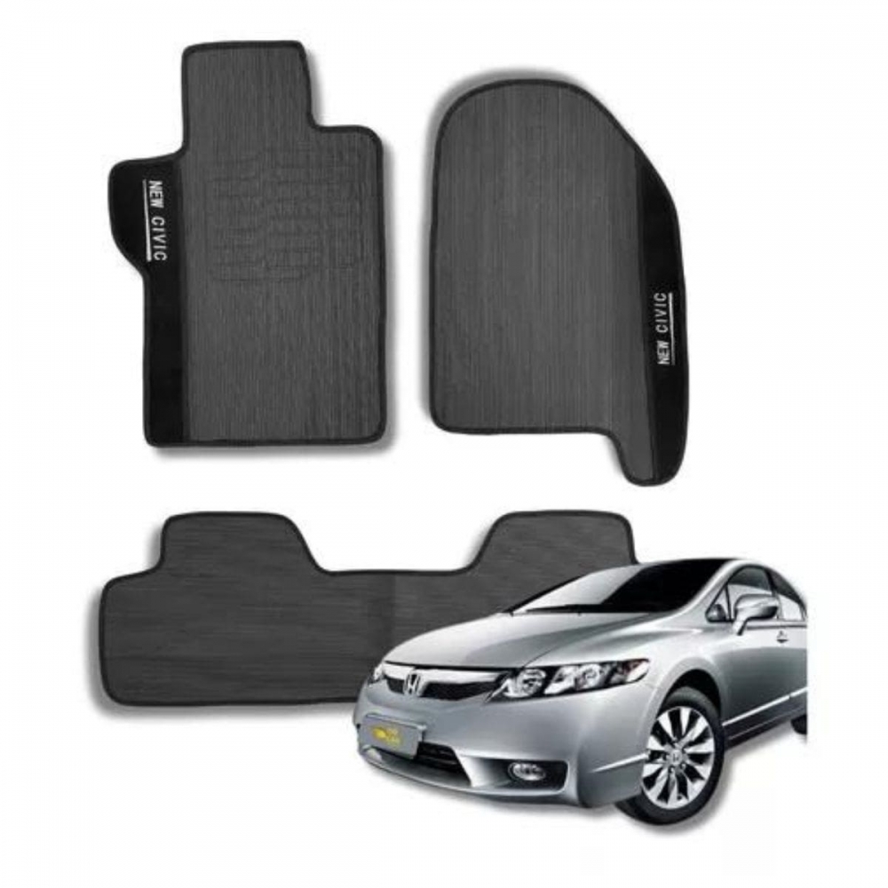 Kit Tapete Emborrachado New Civic 2007 até 2013 3 Peças