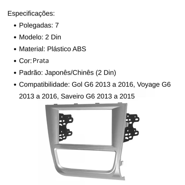 Central Multimidia Android Auto Saveiro G6 Moldura + Câm Prata