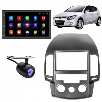 Central Multimidia Android Auto Hyundai I30 Moldura + Câm Preto