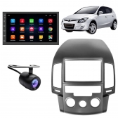Central Multimidia Android Auto Hyundai I30 Moldura + Câm Preto