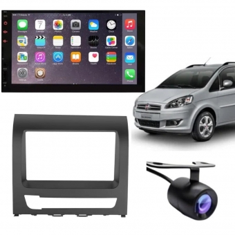 Central Multimídia 2 Din Mp5 Fiat Idea Câmera Moldura Tela Preto