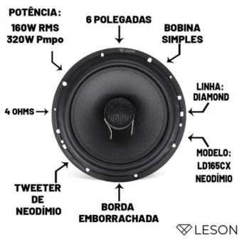 Kit 4 Alto Falantes Leson Coaxial Com Arandela Som Ambiente