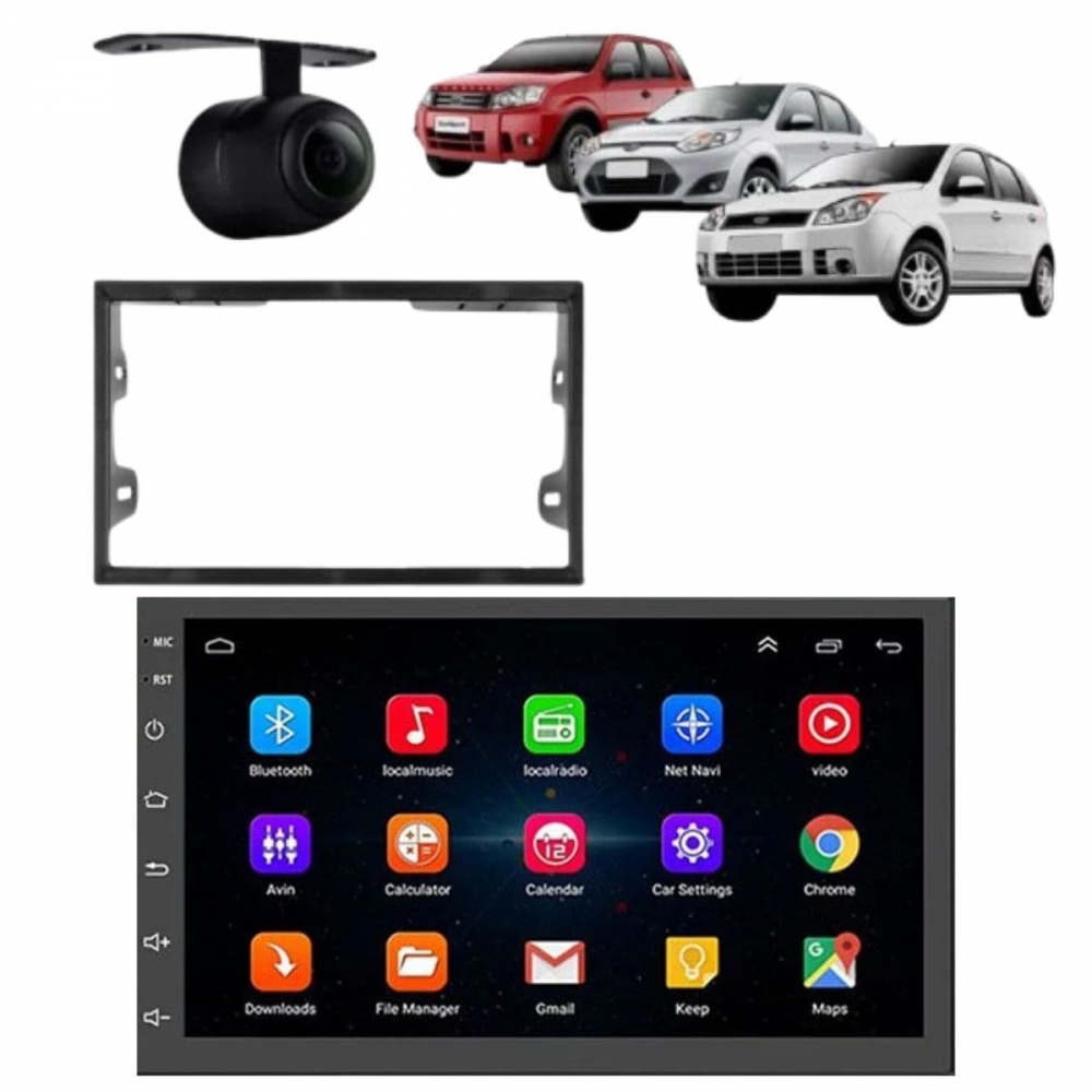 Central Multimidia Android Auto Polo Hatch Moldura + Câm