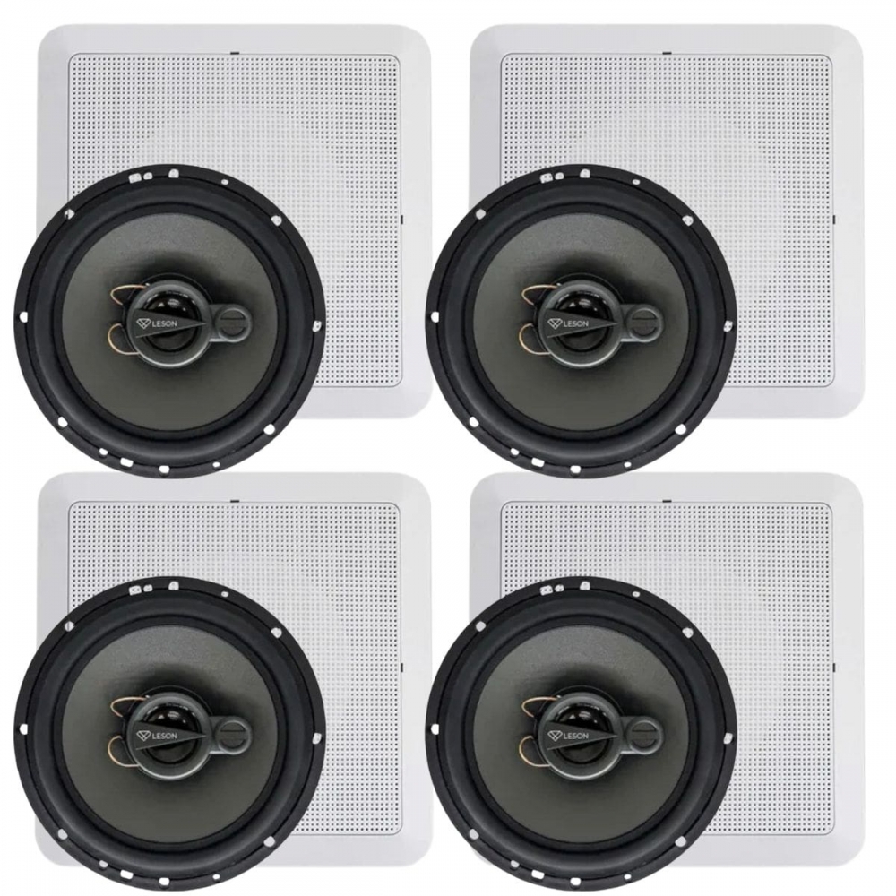 Kit 4 Alto Falantes Leson Triaxial Com Arandela Som Ambiente