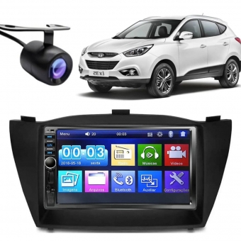 Central Multimídia 2 Din Mp5 Hyundai IX35 Câmera Moldura PT