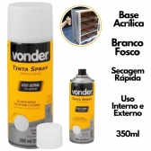 Tinta Spray Branco Fosco 350ml Uso Geral Vonder Pintura