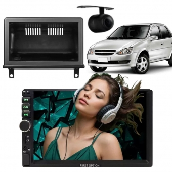 Central Multimídia 2 Din Mp5 Corsa Classic Câmera Moldura