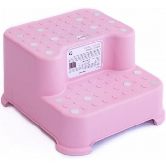 Escada Infantil 2 Degraus Antiderrapante para Vaso Pia Rosa