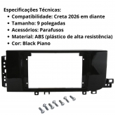 Multimídia Android Carplay 9p 2+32Gb Quadcore Creta 2026/27