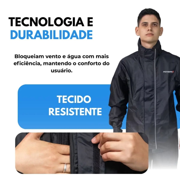 Capa De Chuva Em Nylon Moto Motoqueiro Impermeável Pioneira - Masculino
