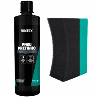 Pneu Pretinho Brilha Pneus 500ML + Aplicador Pretinho Vintex