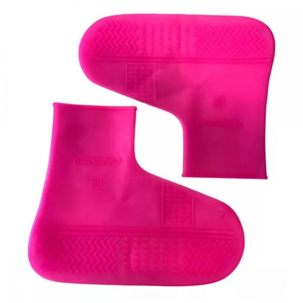 Capa Sapato Impermeável Silicone Tênis Chuva Motoboy Rosa - M