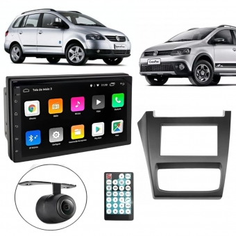 Central Multimidia Android Auto Spacefox Moldura + Câm Preto