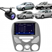 Central Multimidia Android Auto Palio G3 Moldura + Câm Cinza