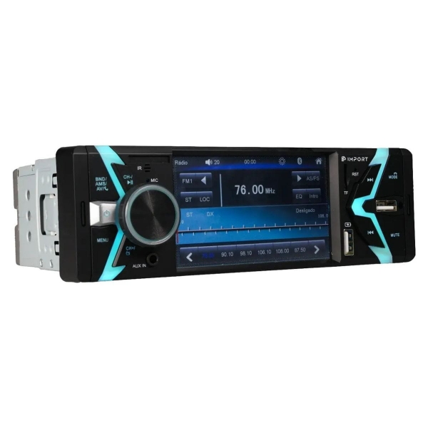 Rádio MP5 1din Tela Touch Espelhamento Bluetooth FP + Cam
