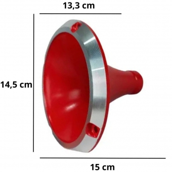 Kit 2 Corneta Cone Curto Rosca Bocal Alumínio Vermelha 11-25 Som