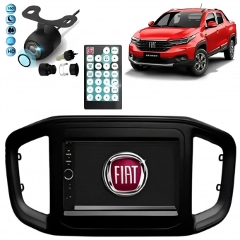Central Multimídia 2 Din Mp5 Fiat Strada 21/23 Câmera Moldura