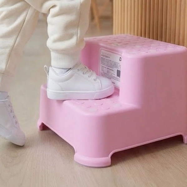 Escada Infantil 2 Degraus Antiderrapante para Vaso Pia Rosa