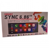 Multimídia Smart 6.86 Sync 1din Android 12 Bluetooth + Cam