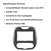 Central Multimídia Android 2 Din Renault Captur Moldura 9