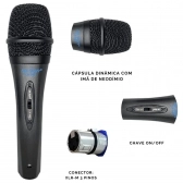 Kit Microfone Dinâmico Leson LS-300 Preto 3 unidades