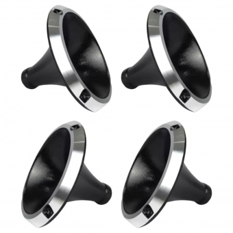 Kit 4 Corneta Cone Curto Rosca Bocal Alumínio Preta 14-25 Som
