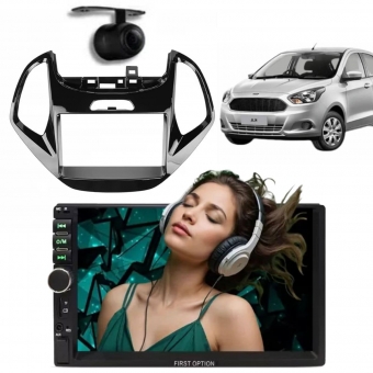 Central Multimídia 2 Din Mp5 Ford Ka Câmera Moldura BP