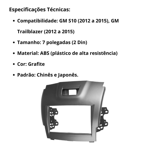 Central Multimídia Carplay Android GM S10 Moldura + Câmera Grafite