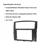 Central Multimidia Android Auto Mitsubishi Pajero Moldura + Câm Preto