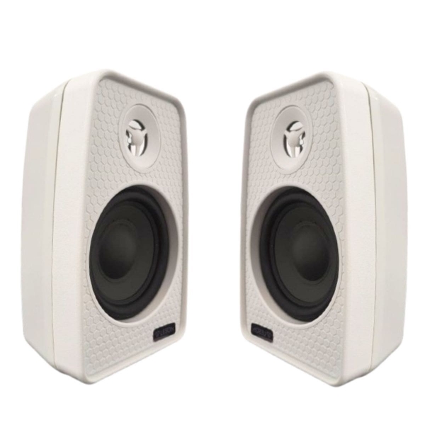 Kit Amplificador 600w Pro Som Ambiente + 2 Caixas Parede Branca