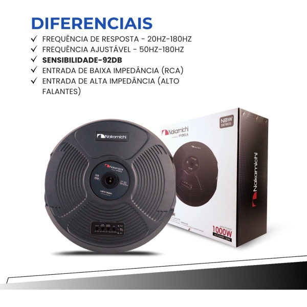 Auto Falante Subwoofer 1000w Estepe Amplificado Nakamichi