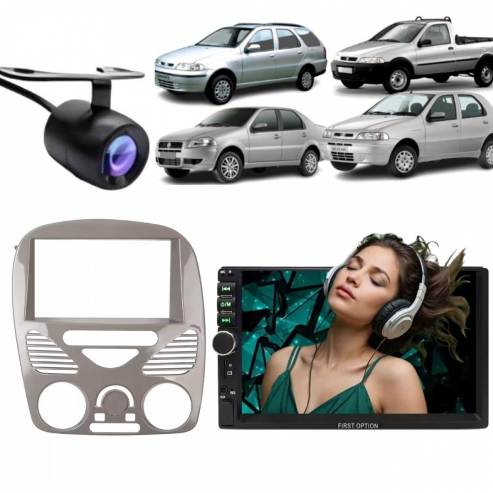 Central Multimídia 2 Din Mp5 Strada G3 Câmera Moldura CinzaB