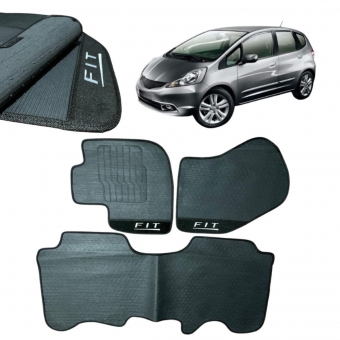 Kit Tapete Emborrachado Honda Fit 2009 Até 2014 3 Peças