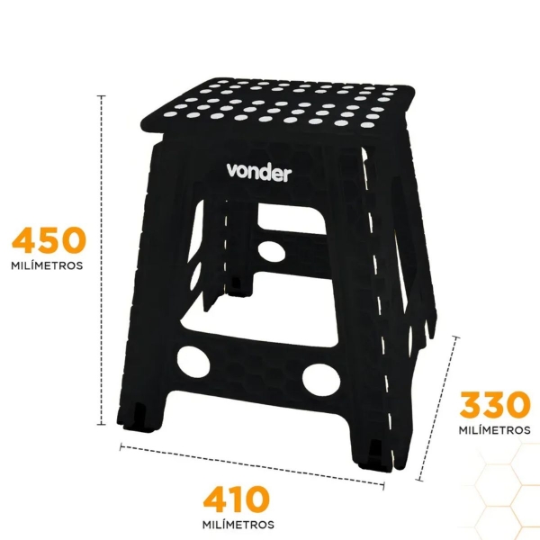 Banqueta Banquinho De Plástico Dobrável 45cm 150kg Com Alça
