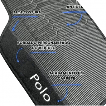 Kit Tapete Emborrachado VW Polo 2018 Até 2025 3 Peças