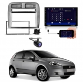 Central Multimidia Android Auto Fiat Punto Moldura + Câm Grafite