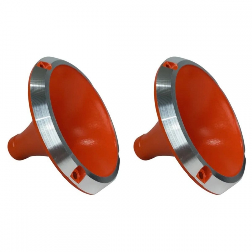 Kit 2 Corneta Cone Curto Rosca Bocal Alumínio Laranja 14-25 Som