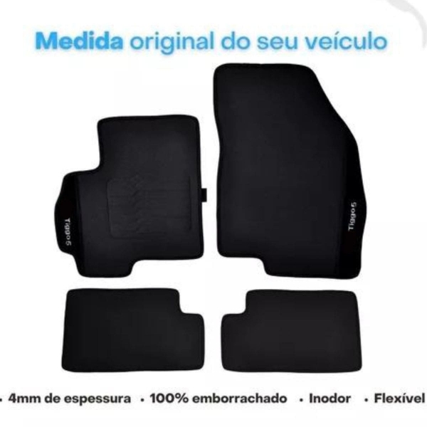 Kit Tapete Emborrachado Cherry Tiggo5 2019 Em Diante 4 Peças
