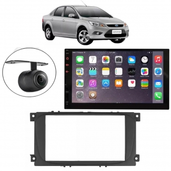 Central Multimídia 2 Din Mp5 Ford Focus Hatch Câmera Moldura Tela