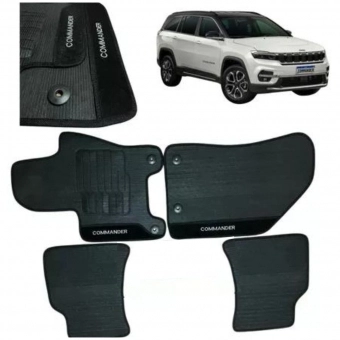 Kit Tapete Emborrachado Jeep Commander 2022 Em Diante 3 Peças