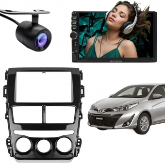 Central Multimídia 2 Din Mp5 Toyota Yaris Câmera Moldura BP